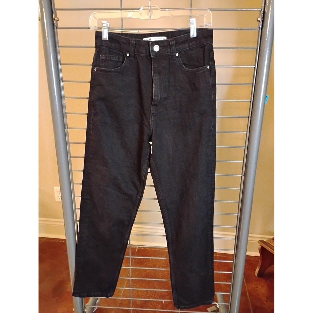 Zara Black High Waisted Straight Leg Jeans Size 4 Womens Denim Pants